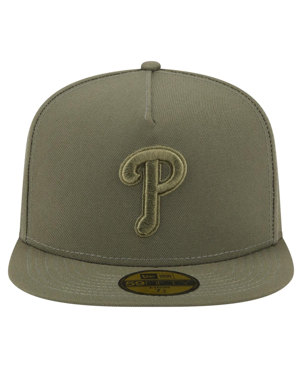 New Era Men's Olive Philadelphia Phillies Color Pack A-frame 59fifty Fitted Hat In Green