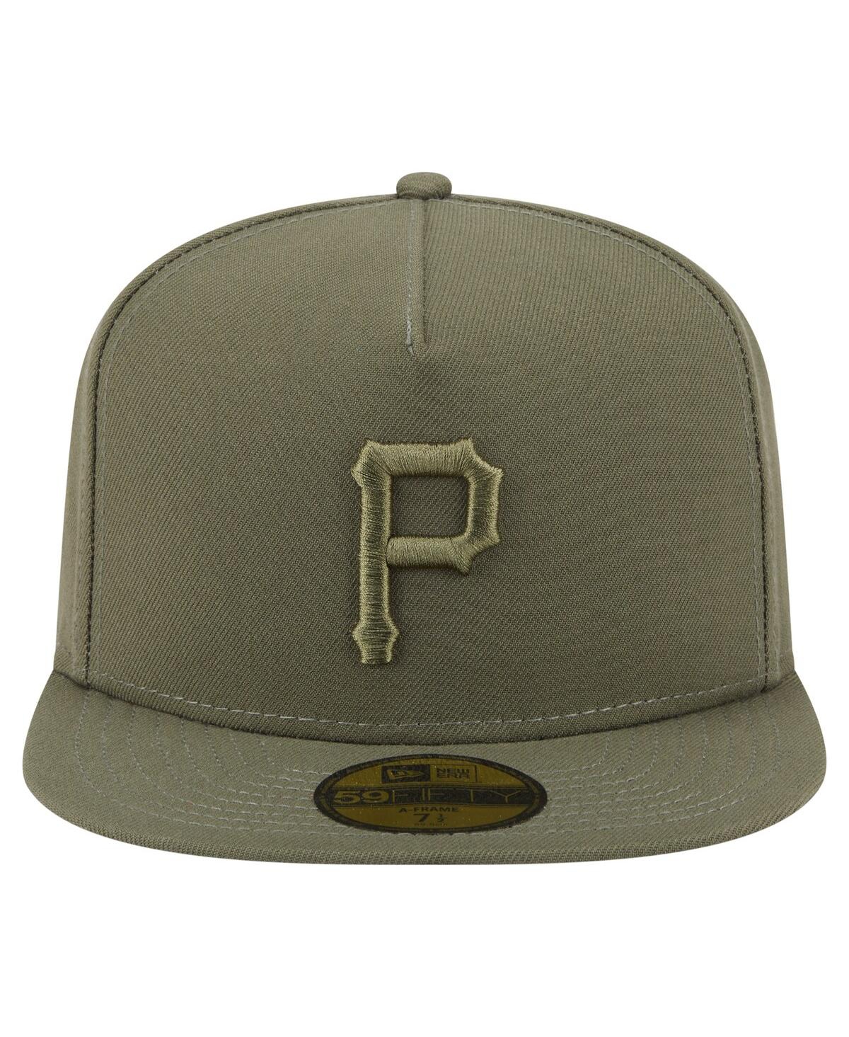 New Era Men's Olive Pittsburgh Pirates Color Pack A-frame 59fifty Fitted Hat In Green