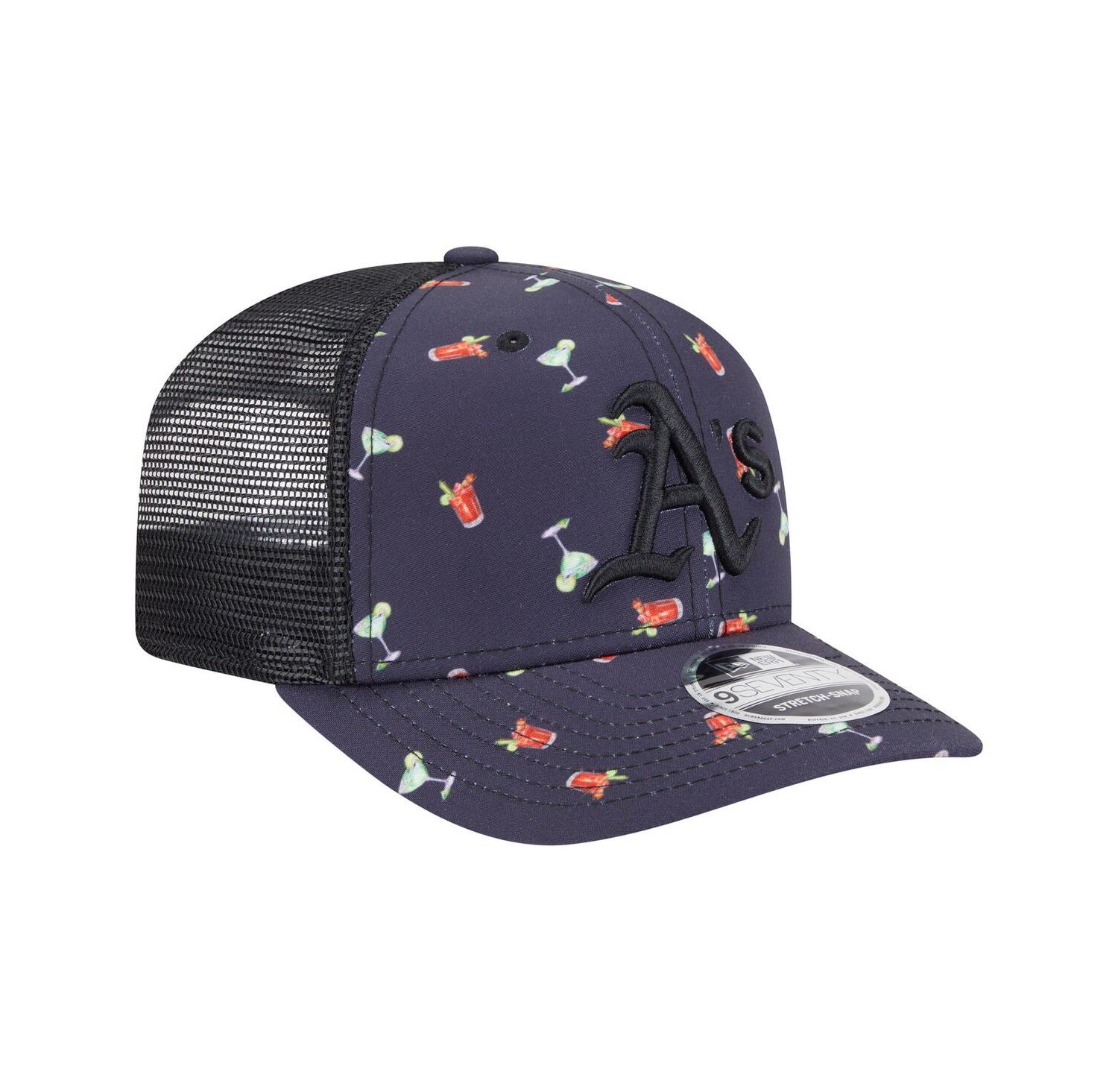 Men's Black Athletics Adventure Drinks Pattern 9SEVENTY Stretch-Snap Hat