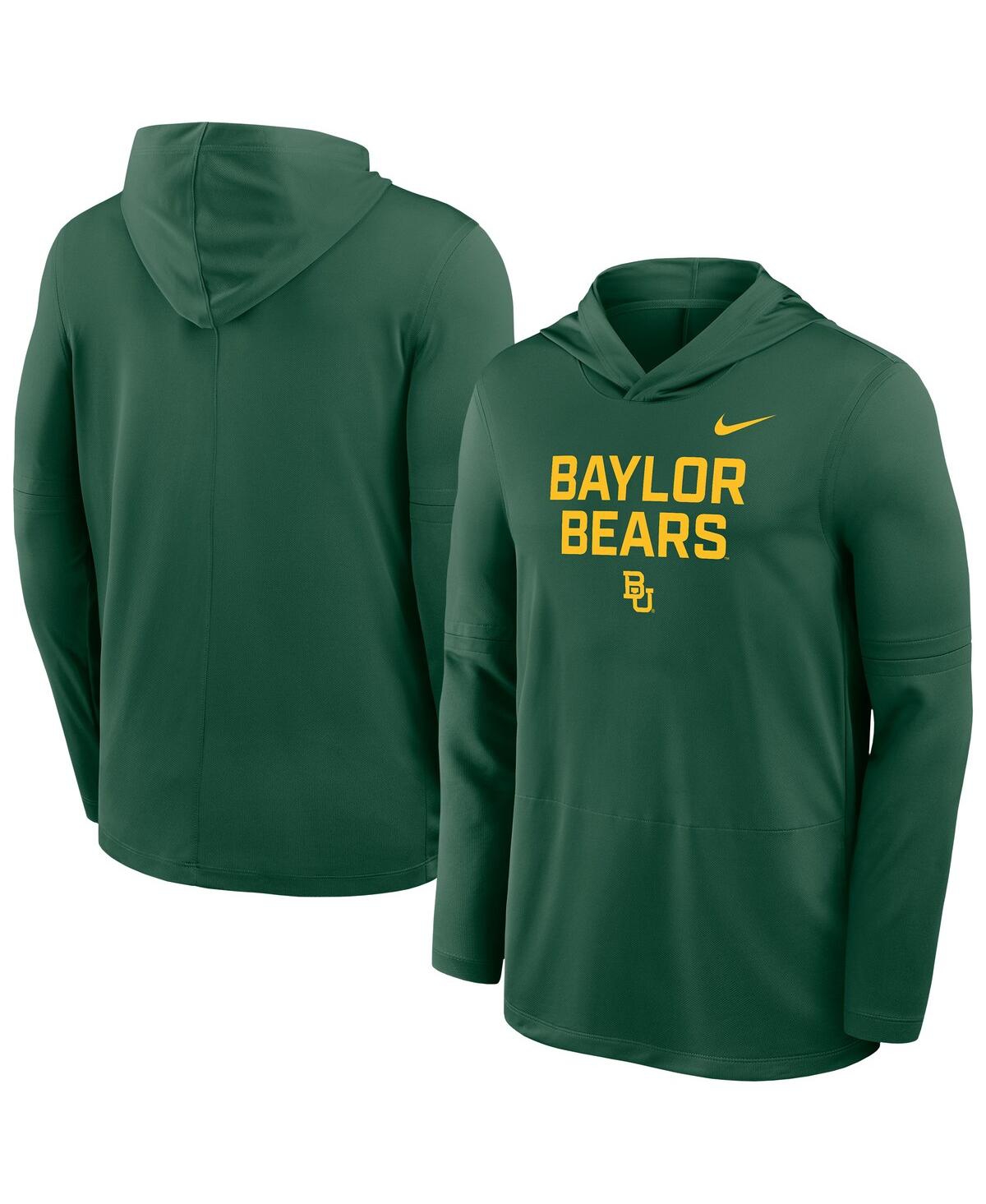 Nike Men's Green Baylor Bears 2025 Sideline Dri-fit Long Sleeve Hoodie T-shirt In Green
