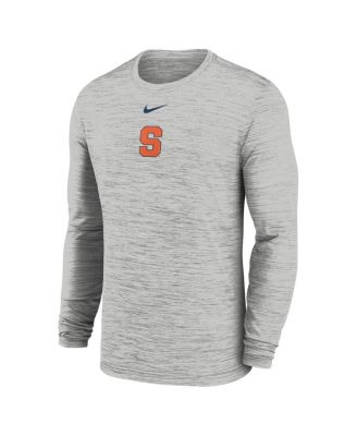 Men's Gray Syracuse Orange 2025 Sideline Velocity Performance Long Sleeve T-Shirt