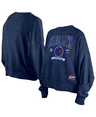 New Era - Women's Navy Toronto Blue Jays City Connect Throwback Enzyme Wash Boxy Cropped Sweatshirt