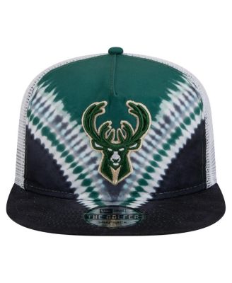 Men's Black/Hunter Green Milwaukee Bucks Throwback Dye Golfer Snapback Hat