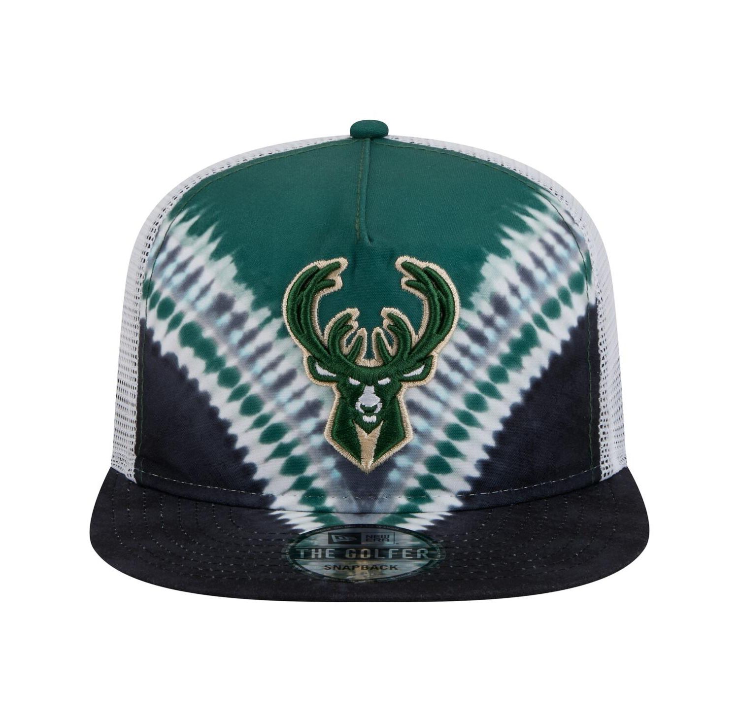 Men's Black/Hunter Green Milwaukee Bucks Throwback Dye Golfer Snapback Hat
