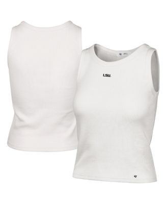 '47 Brand - Women's Cream LSU Tigers Micro Logo Ribbed Cropped Tank Top