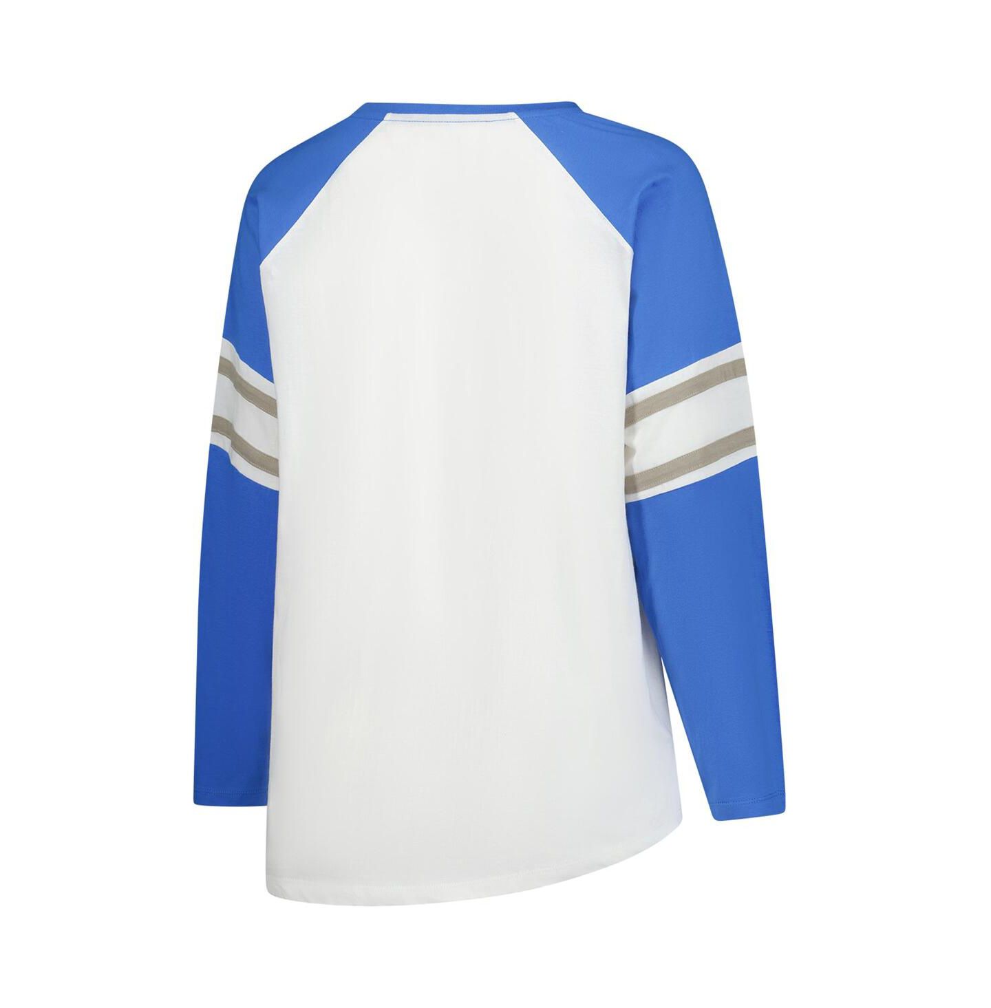 Женская футболка Fanatics White Detroit Lions Plus Size Redzone Lace Up Long Sleeve — фото 3
