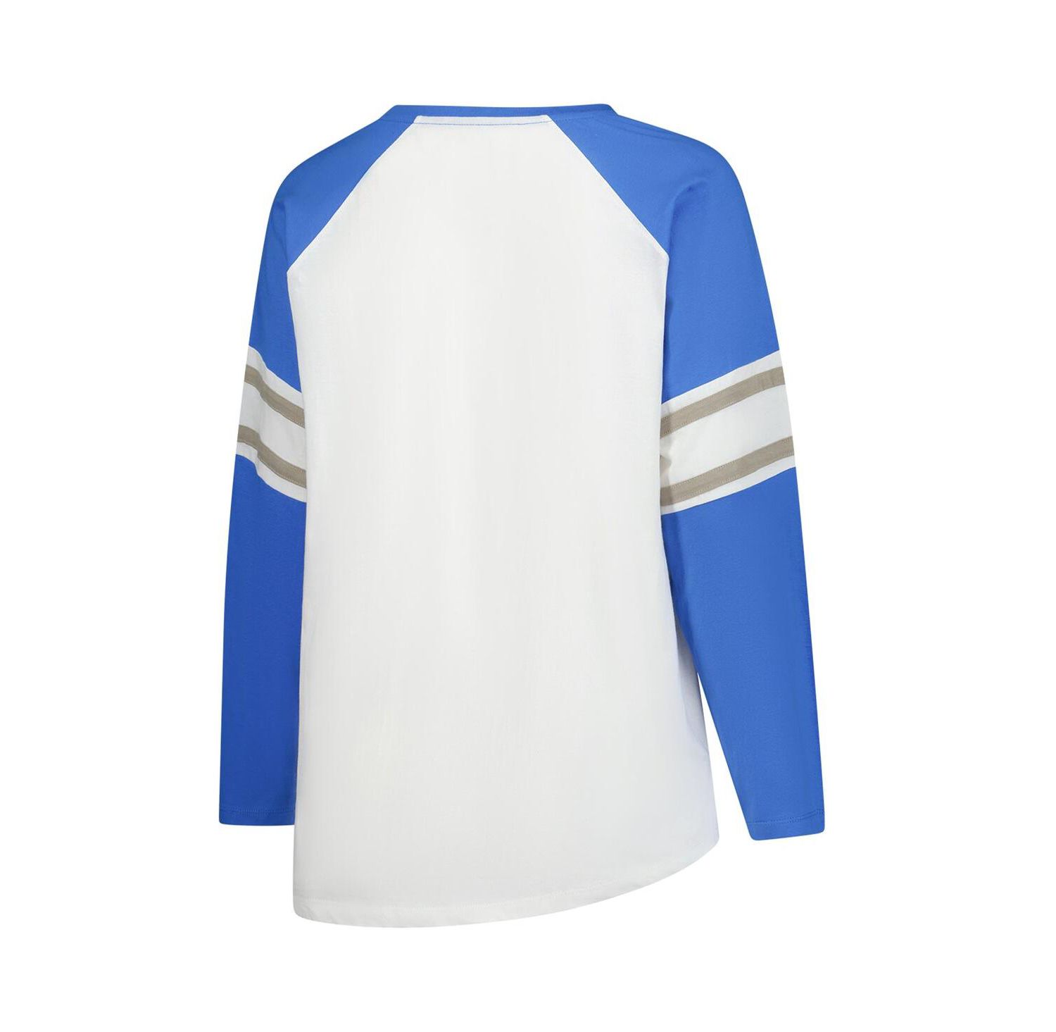Women's White Detroit Lions Plus Size Redzone Lace Up Long Sleeve T-Shirt