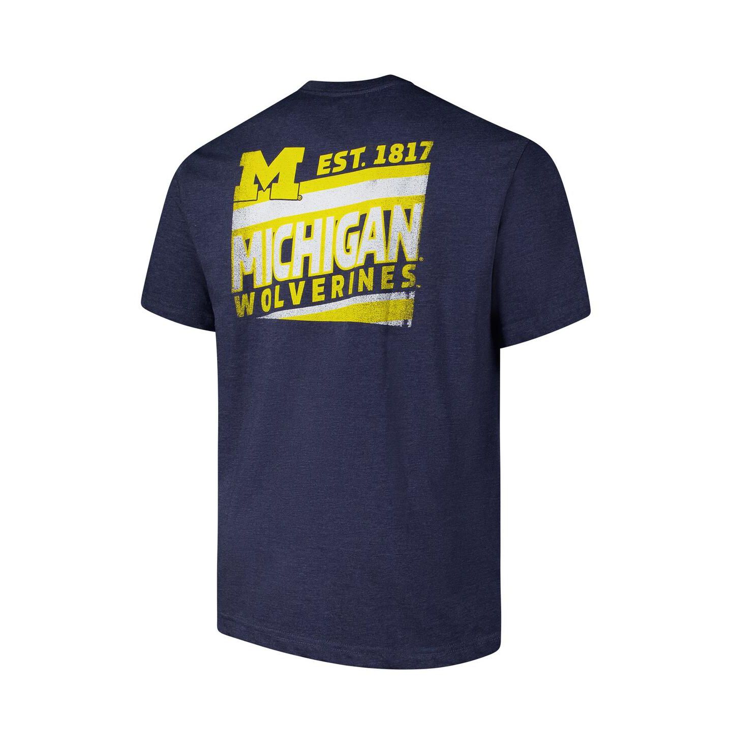 Мужская футболка Fanatics Navy Michigan Wolverines Big & Tall Ideal Faded — фото 2