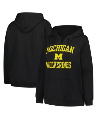 Champion - Women's Black Michigan Wolverines Plus Size Heart Soul Notch Neck Pullover