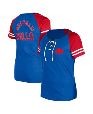 New Era - Women's Royal Buffalo Bills Throwback Lace-Up Raglan T-Shirt