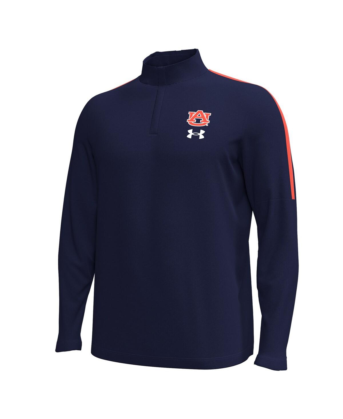 Under Armour Men's Navy Auburn Tigers Playoff Performance Quarter-zip Sweatshirt In Blue