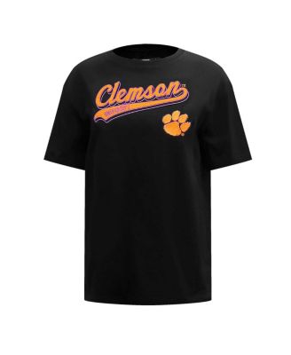 Women's Black Clemson Tigers Script Tail Oversized Boyfriend T-Shirt
