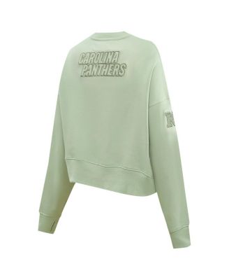Women's Light Green Carolina Panthers Oversized Cropped Neutral Pullover Sweatshirt