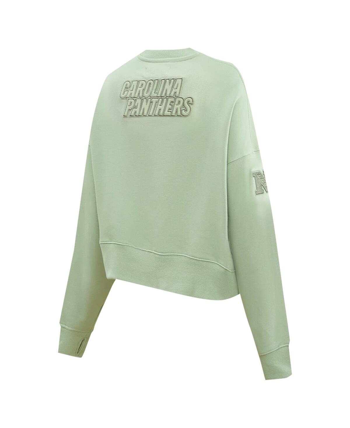 Pro Standard Women's Light Green Carolina Panthers Oversized Cropped Neutral Pullover Sweatshirt In Green