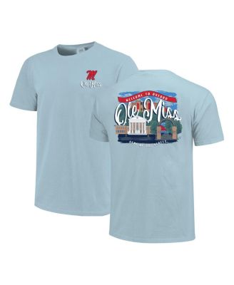 Image One - Women's Blue Ole Miss Rebels Comfort Colors Campus Scene Drawing Script T-Shirt