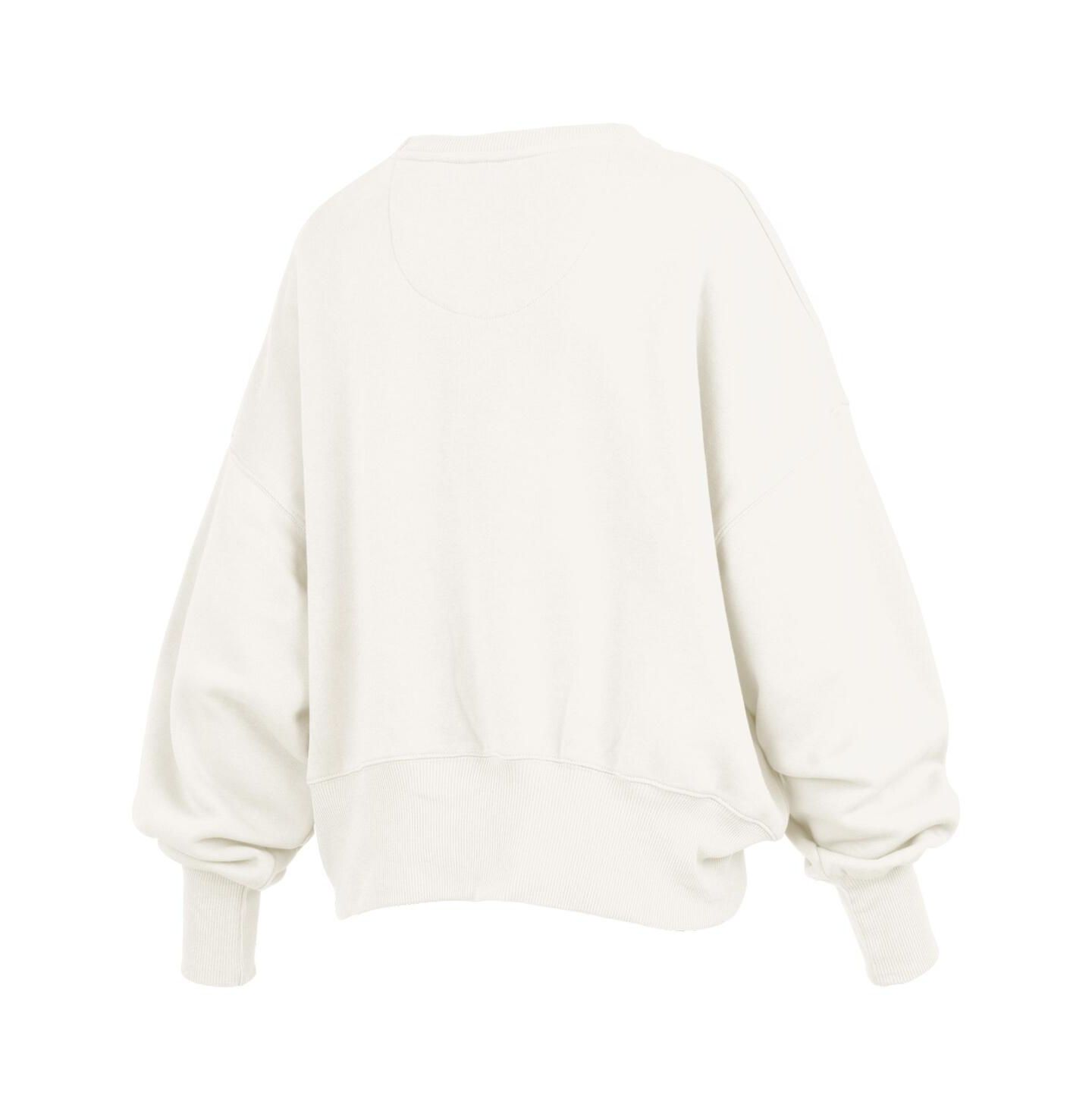 Женские толстовки Pressbox Cream West Virginia Mountaineers Oversized Chelsea Waist Length Pullover — фото 2