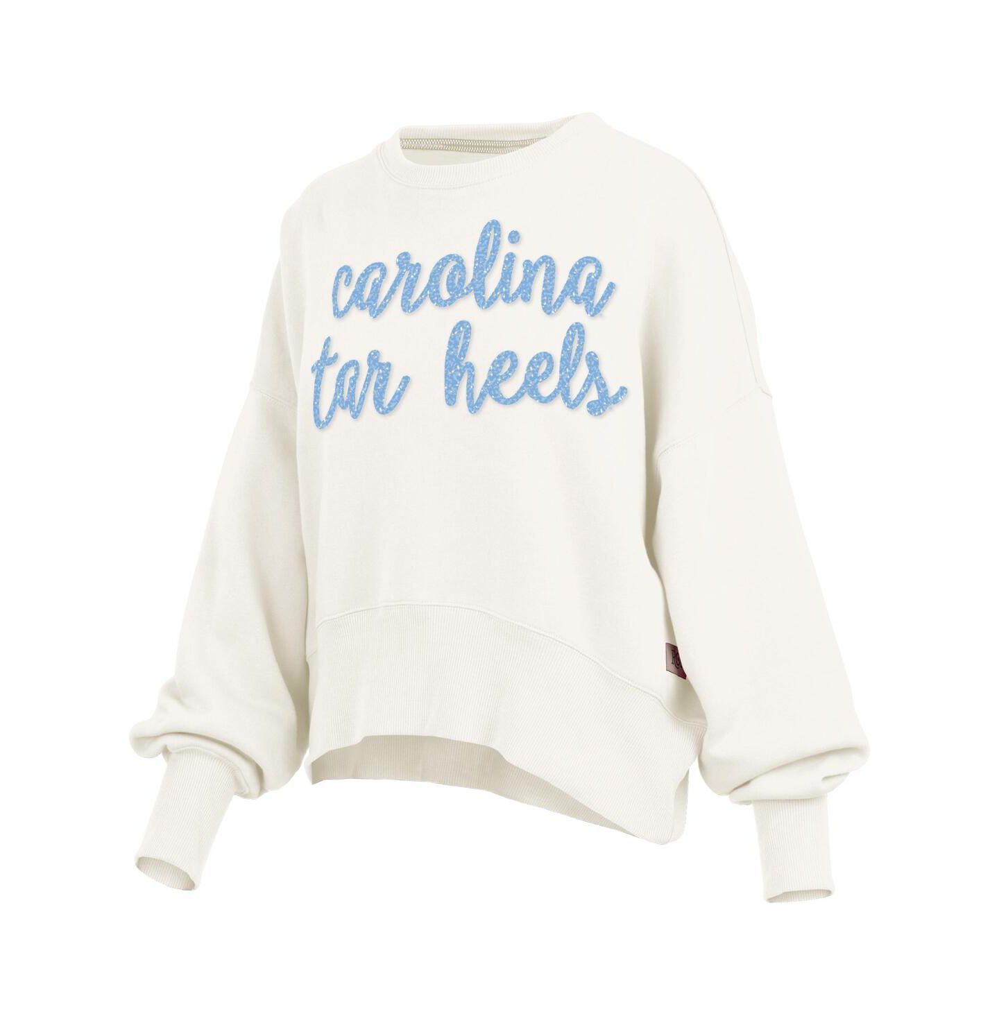 Женские толстовки Pressbox Cream North Carolina Tar Heels Oversized Chelsea Waist Length Pullover — фото 3