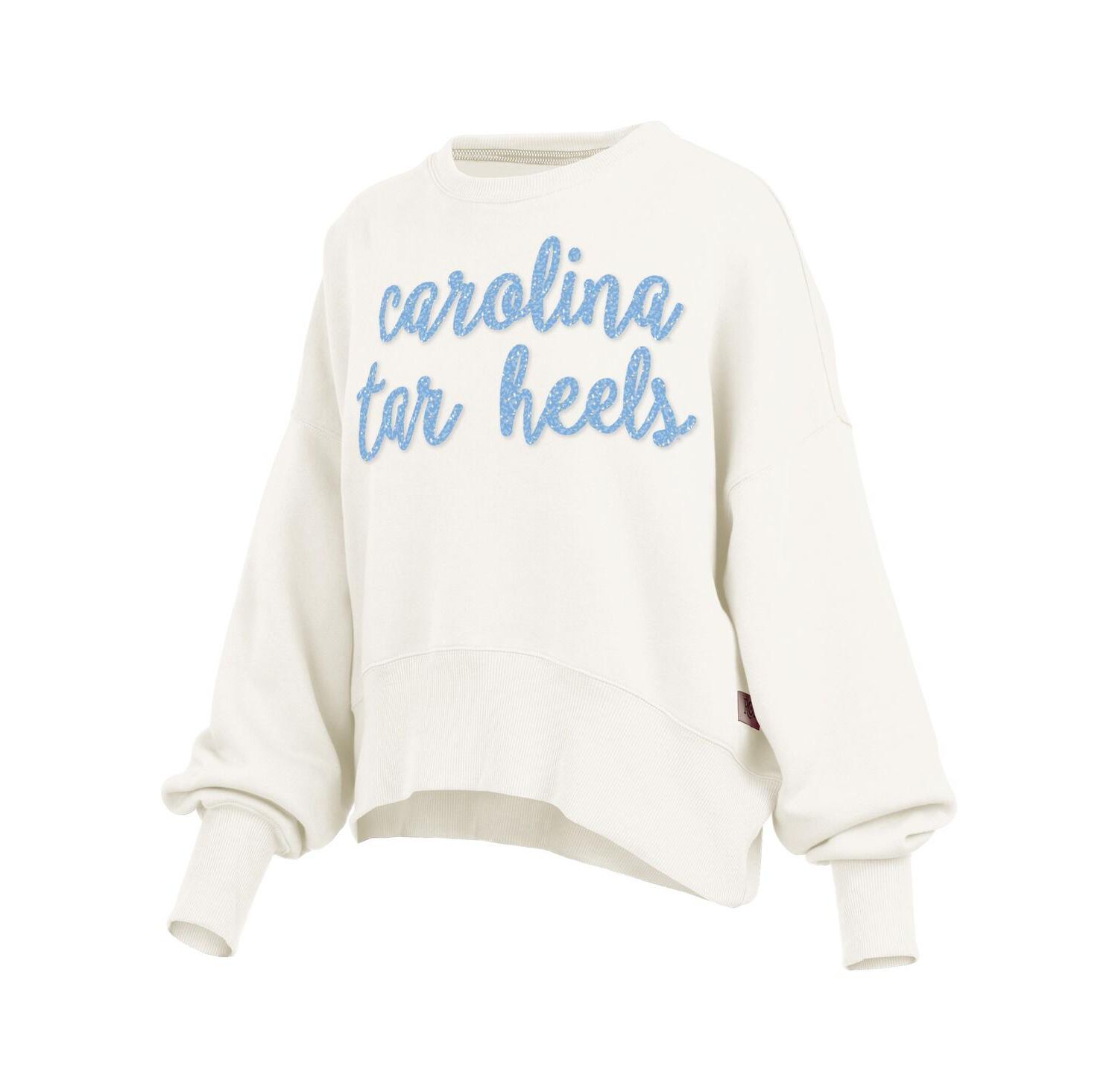 Women's Cream North Carolina Tar Heels Oversized Chelsea Waist Length Pullover Sweatshirt