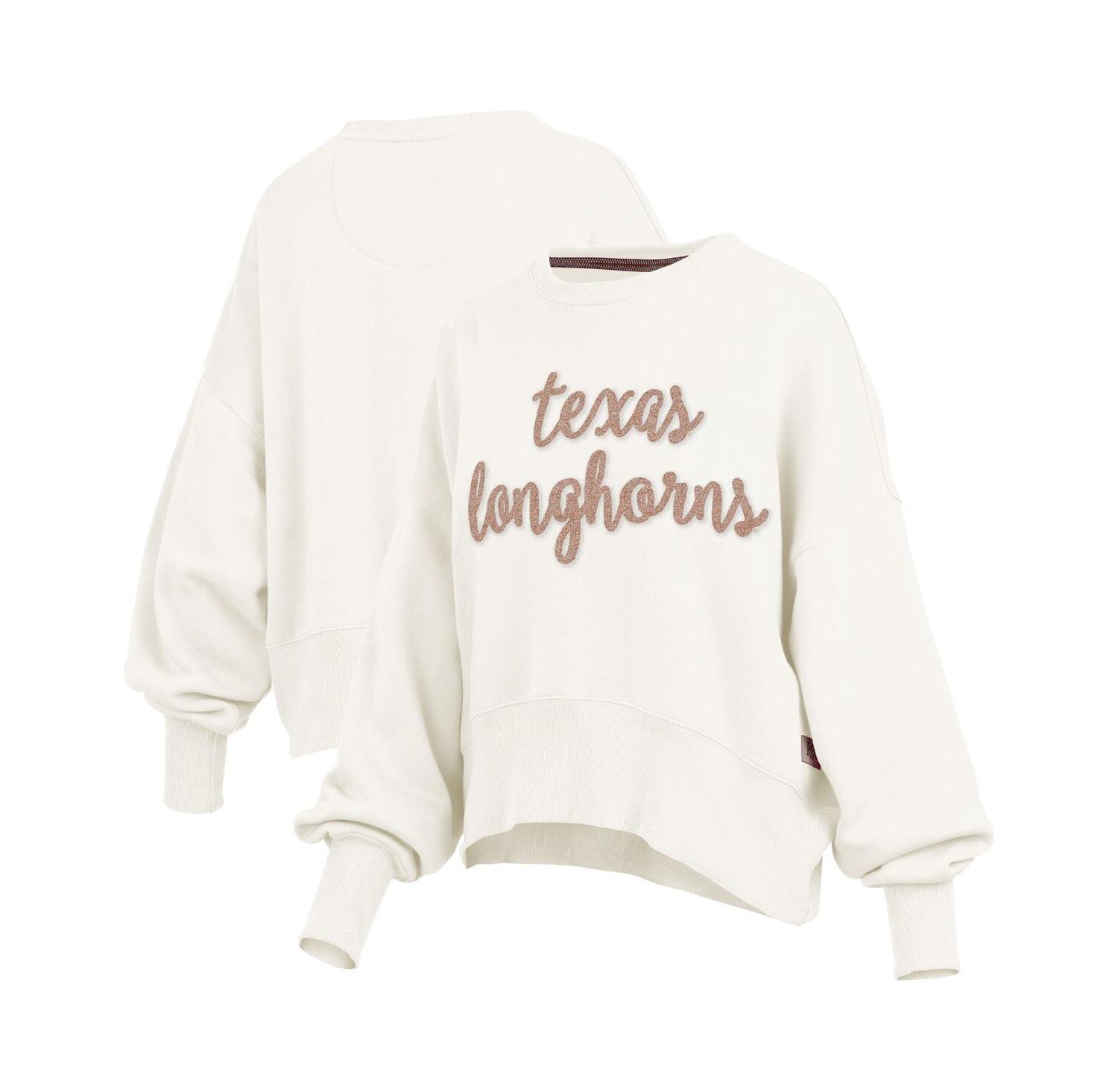Women's Cream Texas Longhorns Chelsea Oversized Pullover Sweatshirt