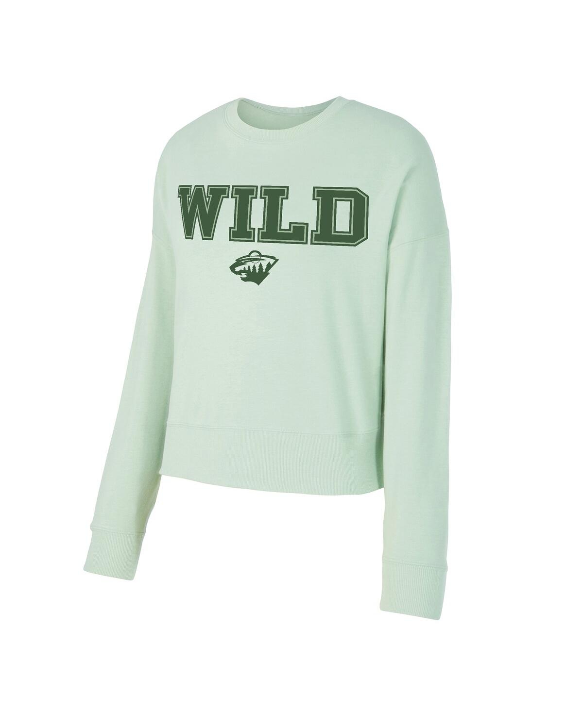 Concepts Sport Women's Light Green Minnesota Wild Tonal Pullover Tri-blend Sweatshirt In Green