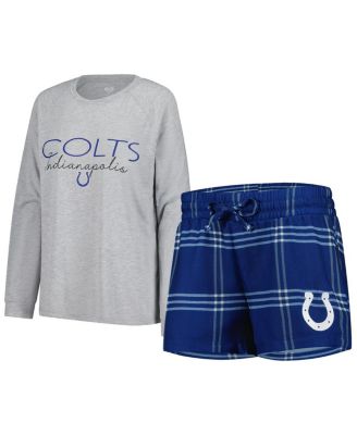 Concepts Sport - Women's Royal/Gray Indianapolis Colts Petition Raglan Long Sleeve Top and Shorts Set