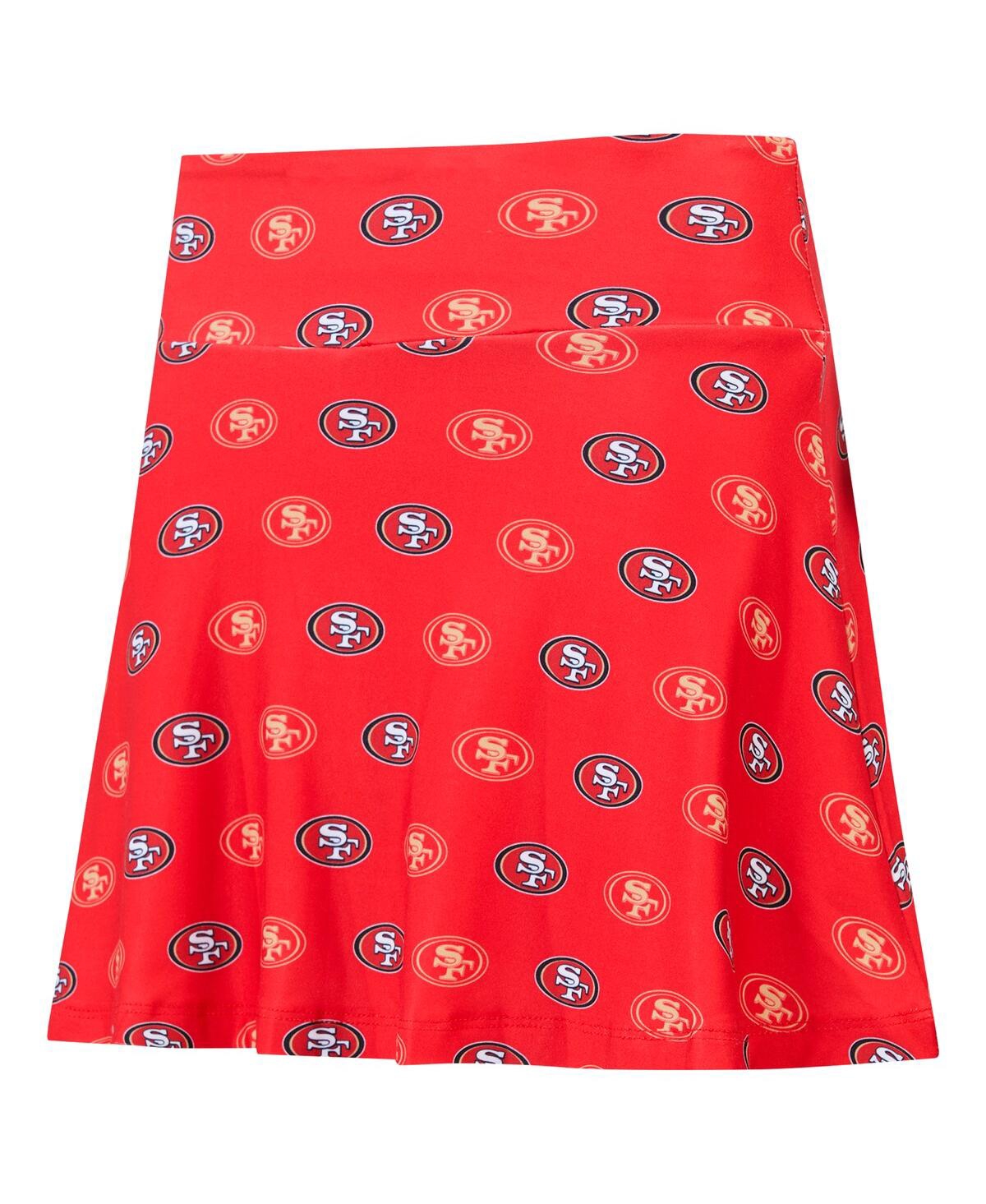 Concepts Sport Scarlet San Francisco 49ers Record Allover Print Knit Sleep Skort In Red