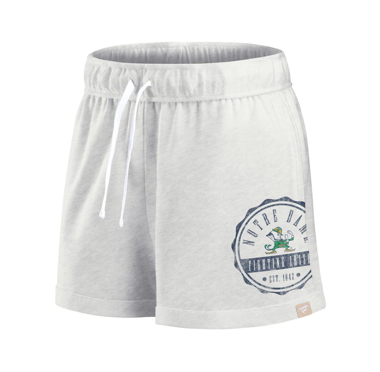 Women's Oatmeal Notre Dame Fighting Irish Win Badge Shorts