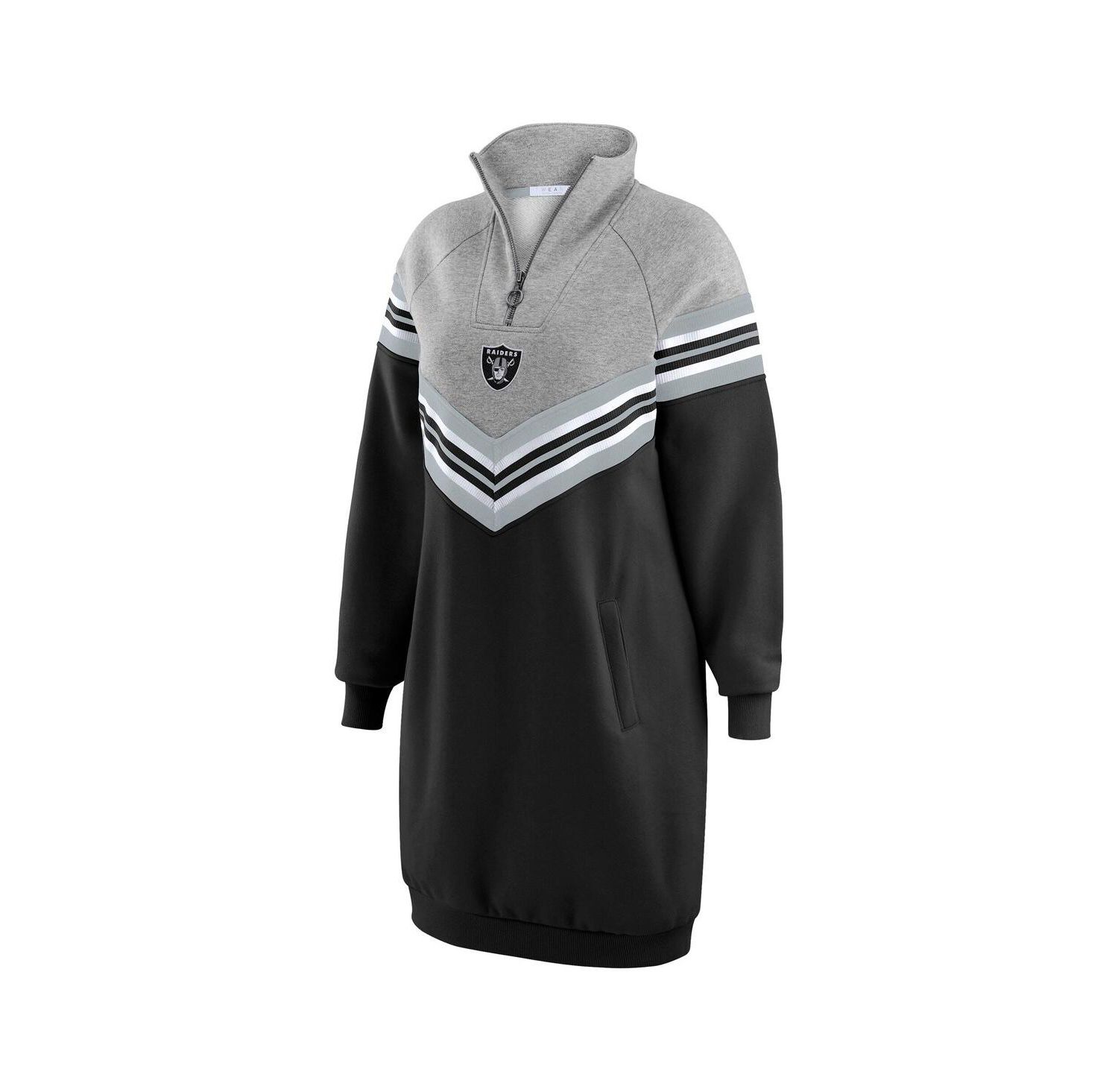 Women's Black/Heather Gray Las Vegas Raiders Chevron Stripe Dress