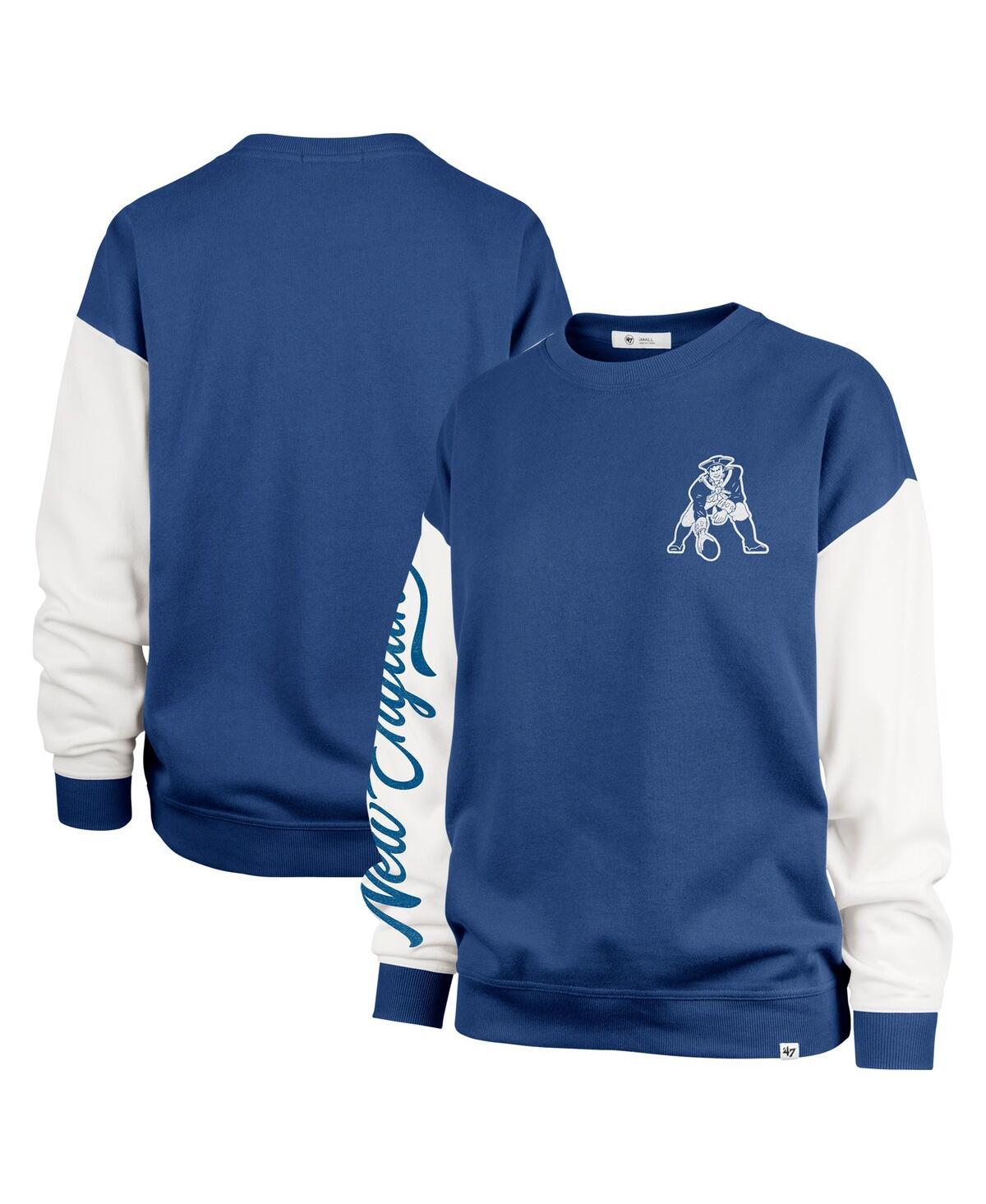 47 Brand Women's Navy New England Patriots Double Header Rise Andie Pullover Sweatshirt In Blue