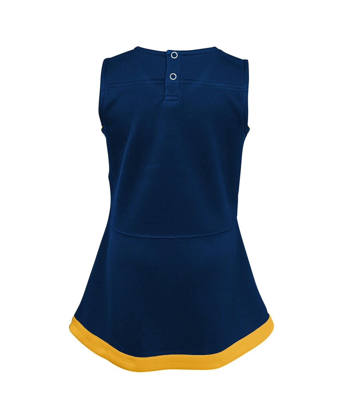 Outerstuff Big Girls Navy West Virginia Mountaineers Cheer Captain Jumper Dress In Blue