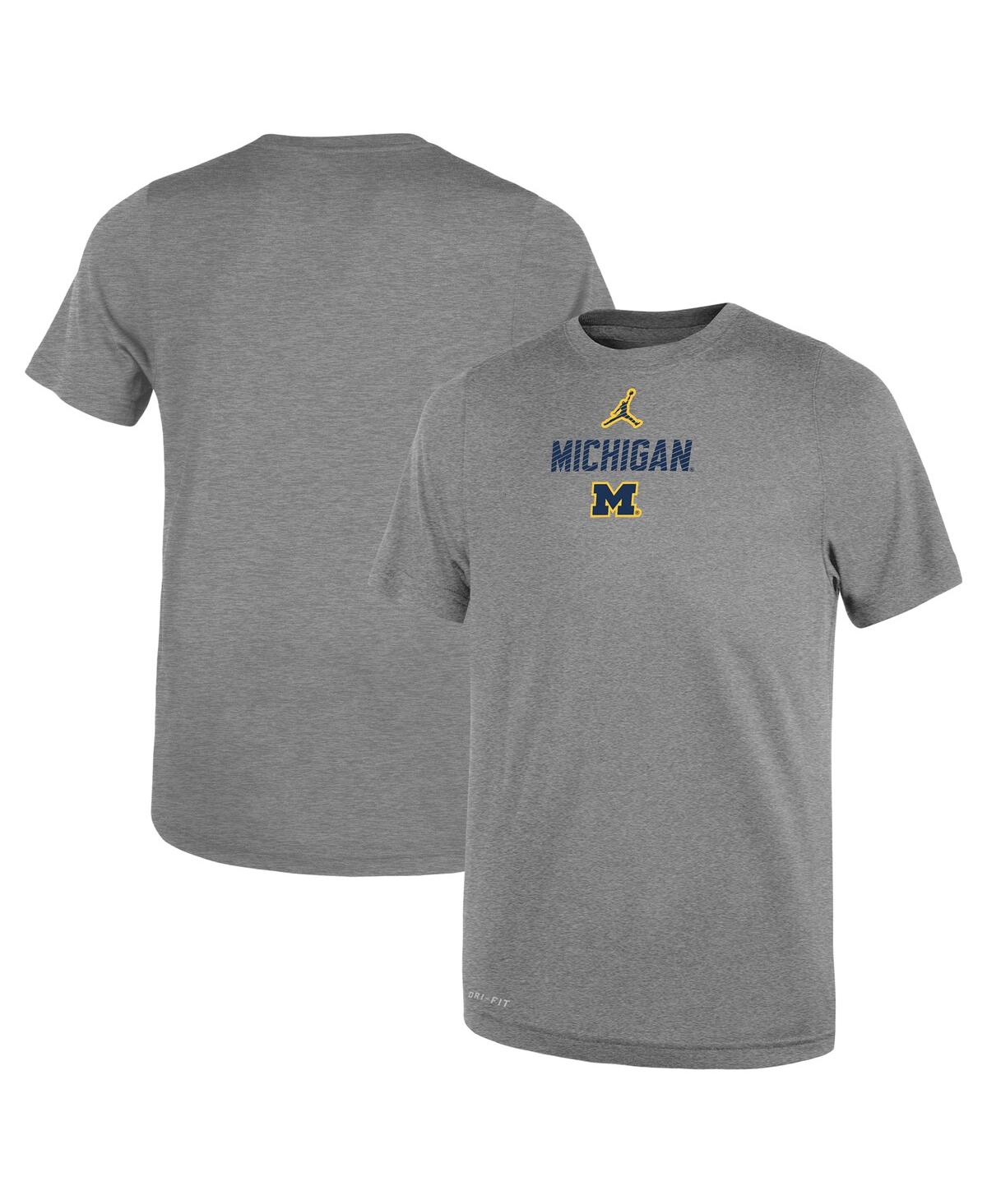 Jordan Toddler Heather Gray Michigan Wolverines Legend Slogan Performance T-shirt In Gray