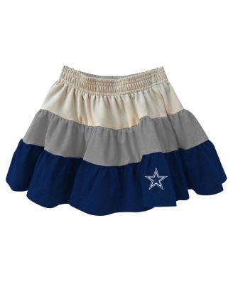 Girls Toddler 3-Piece Silver/Navy Dallas Cowboys Sleeveless Full-Zip Hoodie and Three Tier Skirt Set