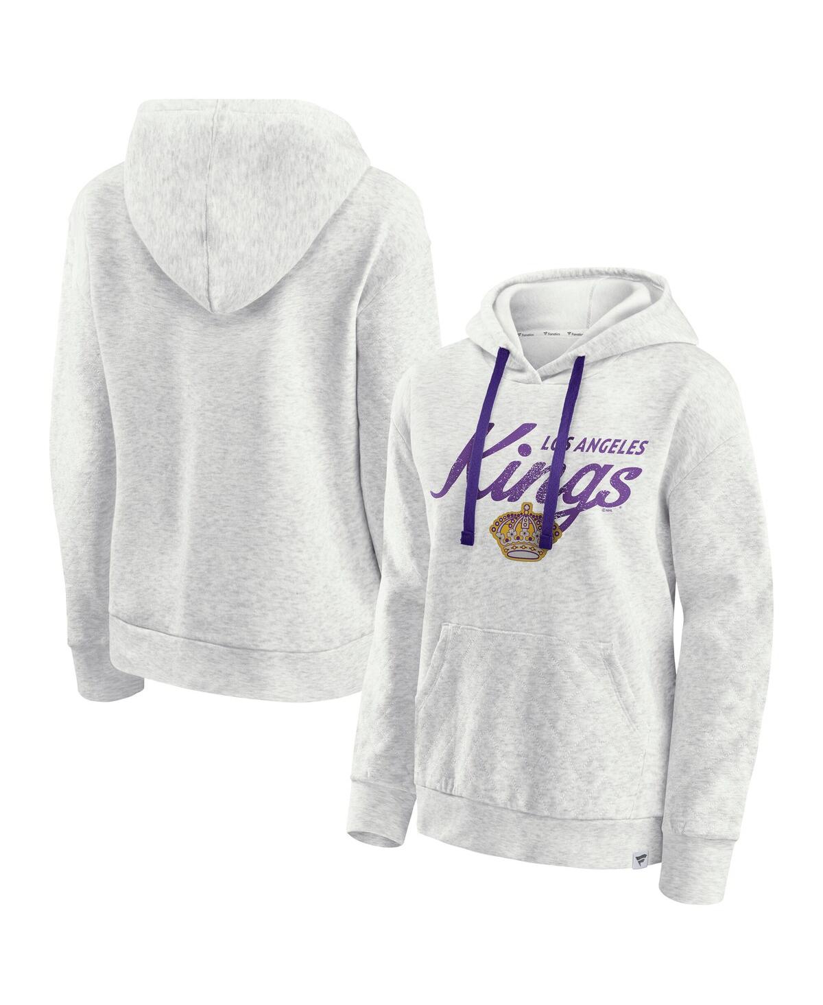 Fanatics Women's Oatmeal Los Angeles Kings True Classics Quilted Pullover Hoodie In Brown