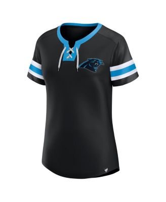 Women's&nbsp;Black Carolina Panthers Lace-Up Bling T-Shirt