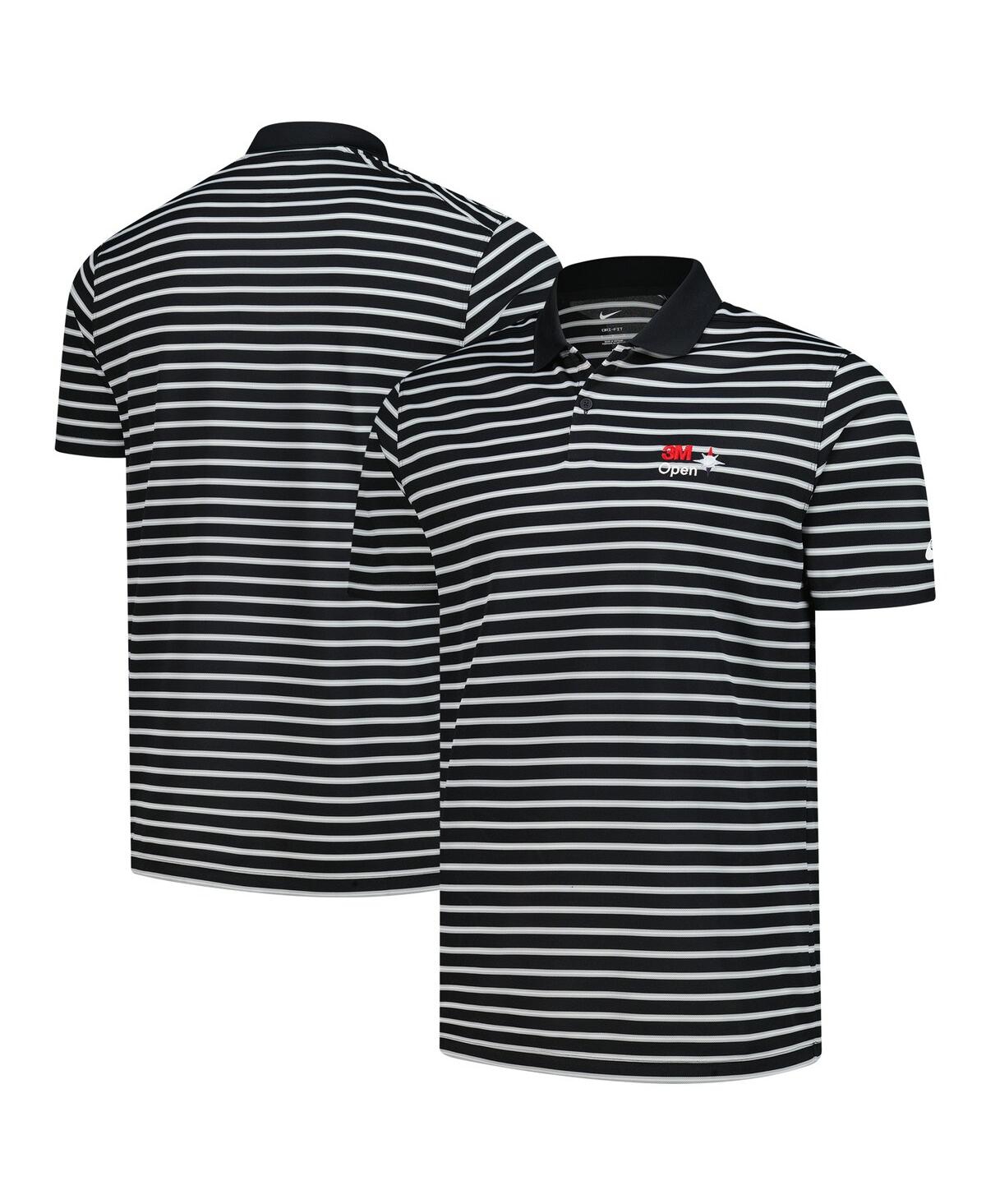 Nike Men's Black 3m Open Victory Stripe Performance Polo Shirt In Black