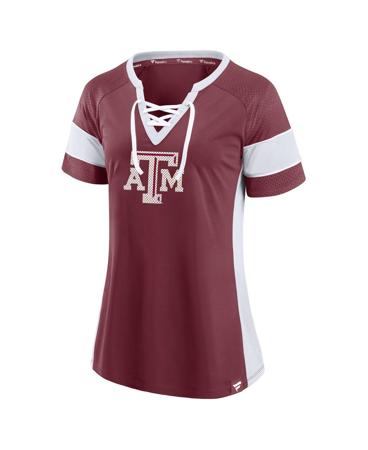 Fanatics Women'sâ Maroon Texas A&m Aggies Unmasked Hero Block Party Athena Lace-up Top In Burgundy