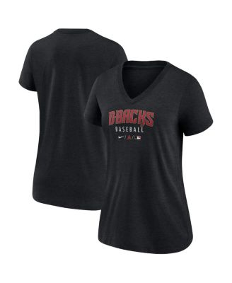 Nike - Women's Heather Black Arizona Diamondbacks Authentic Collection Tri-Blend V-Neck T-Shirt