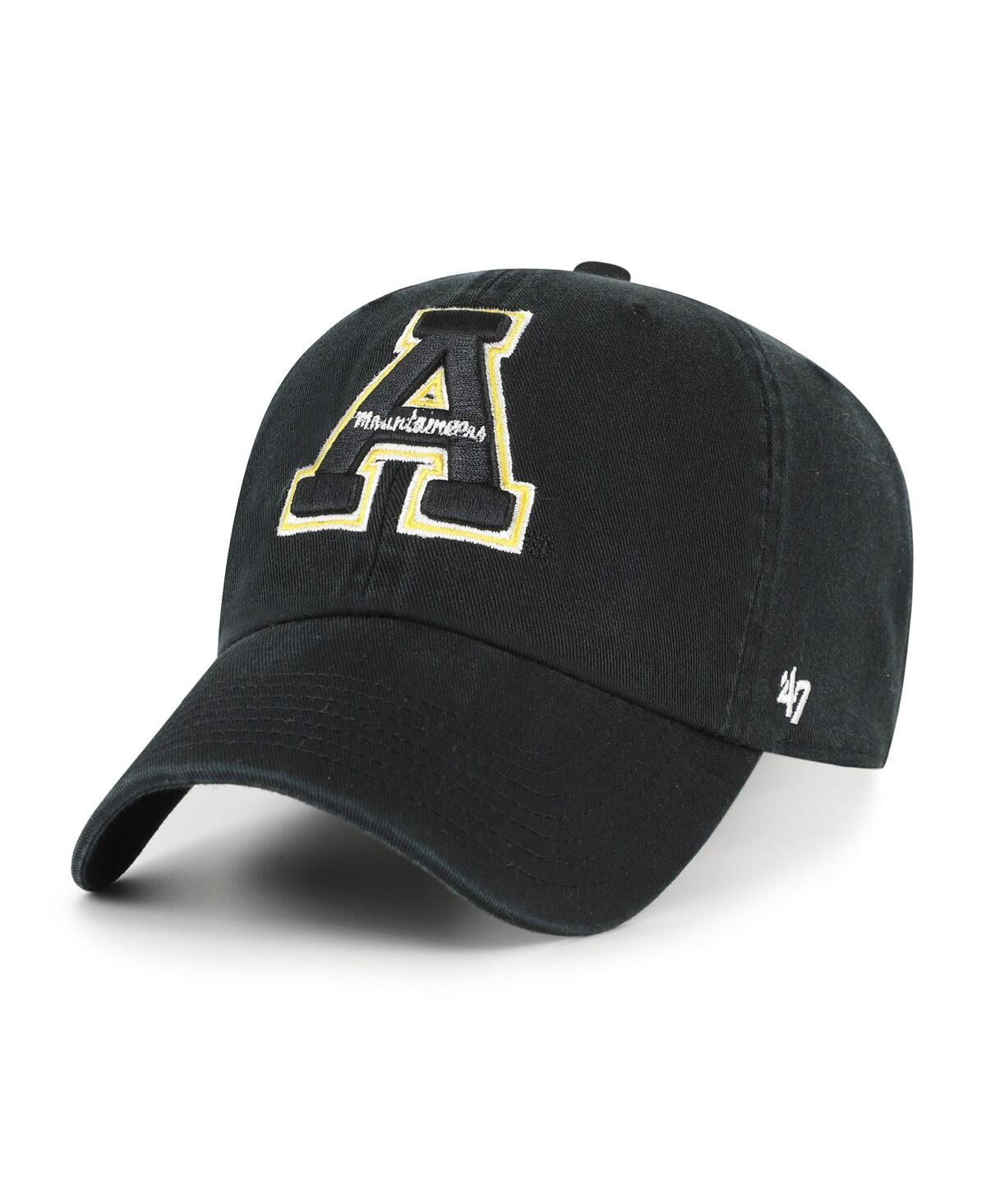 47 Brand Men's Black Appalachian State Mountaineers Clean Up Adjustable Hat In Black