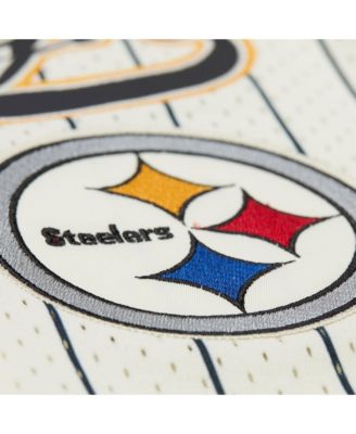 Men's Troy Polamalu Cream Pittsburgh Steelers Name Number Mesh Button-Up Baseball Jersey
