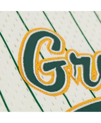 Men's Reggie White Cream Green Bay Packers Name Number Mesh Button-Up Baseball Jersey