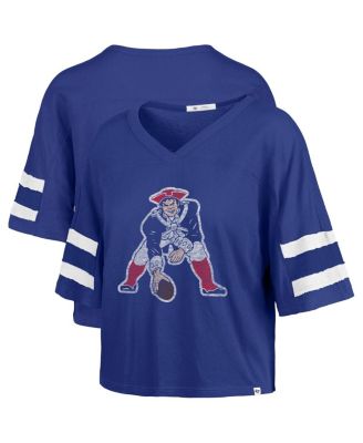 '47 Brand - Women's Royal New England Patriots Premier Scout Cropped V-Neck T-Shirt