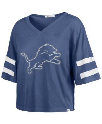 Women's Blue Detroit Lions Premier Scout Cropped V-Neck T-Shirt