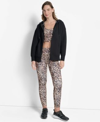 Women's Woven Patch Oversized Full Zip Jacket Hoodie