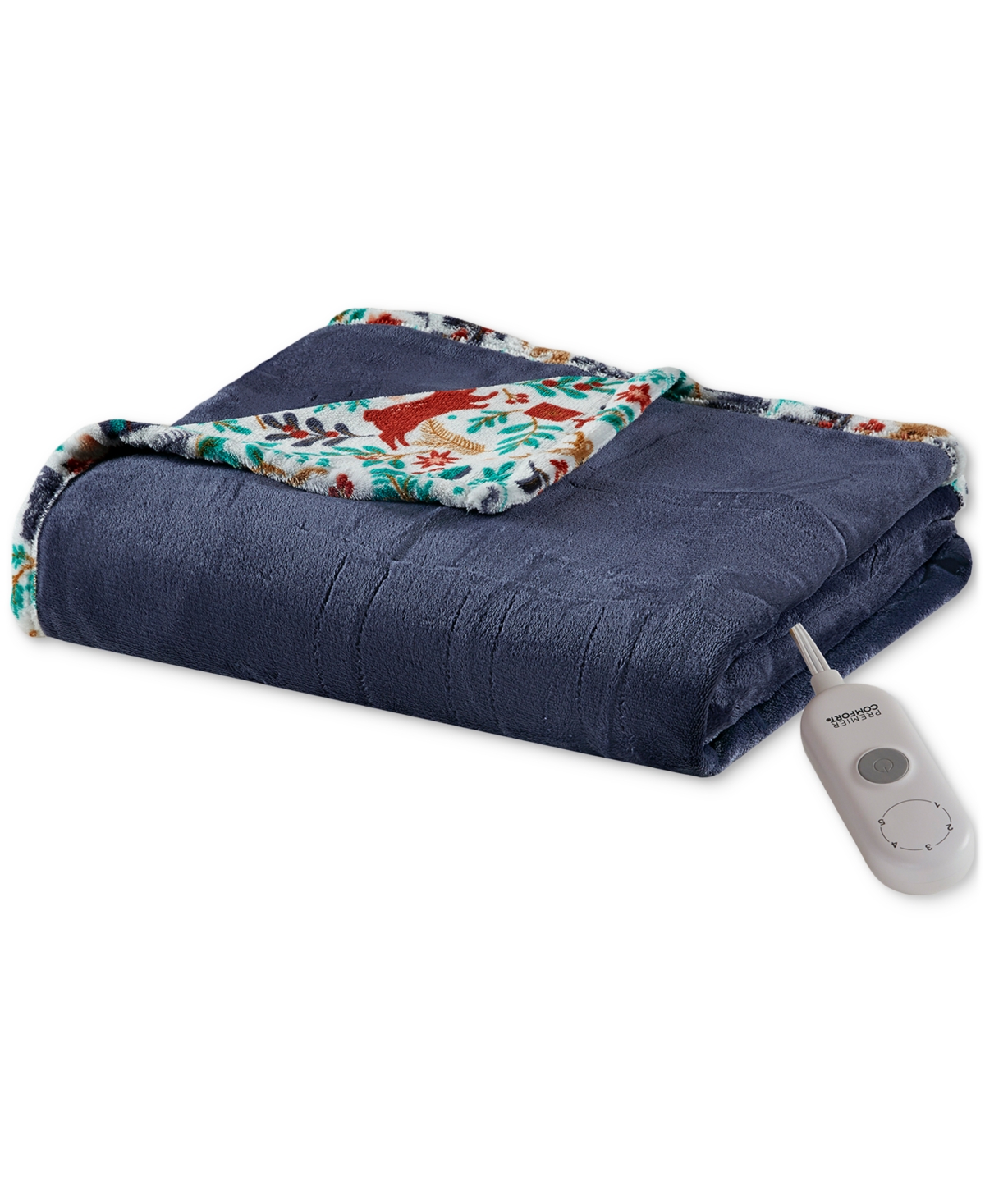 Premier Comfort Heated Cozy Plush Reversible Throw, 50" X 60" In Blue