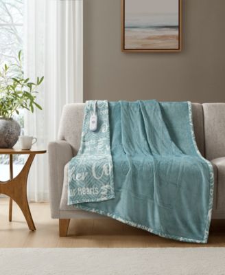 Heated Novelty Reversible Printed Electric Plush Throw, 50" x 60"