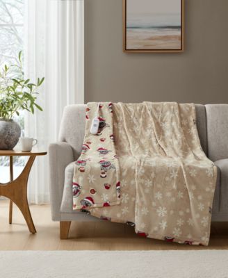 Heated Novelty Reversible Printed Electric Plush Throw, 50" x 60"