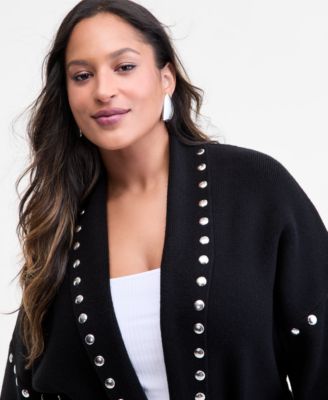 Plus Size Studded Tie-Waist Cardigan, Macy's Exclusive 