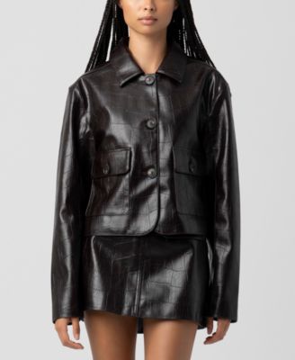 Women's Faux Leather Embossed Jacket