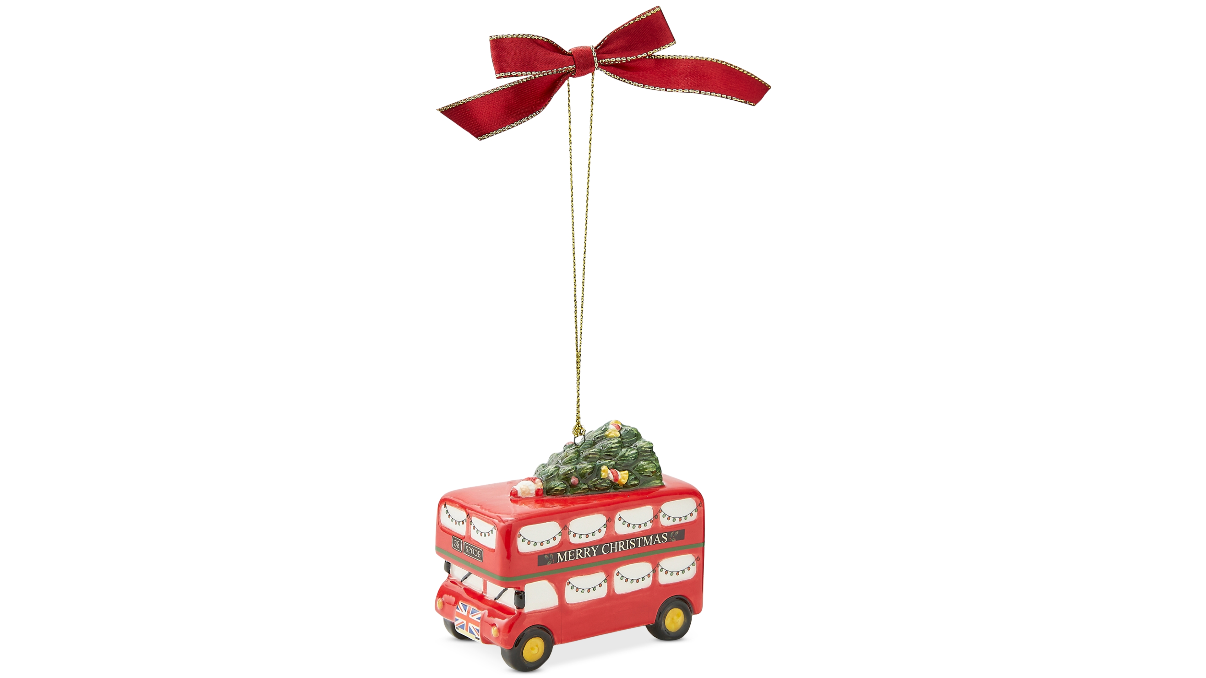 Spode Christmas Tree Brit Double Decker Bus Ornament
