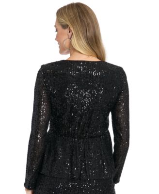 Women's Long Sleeve Faux Twist Wrap Top